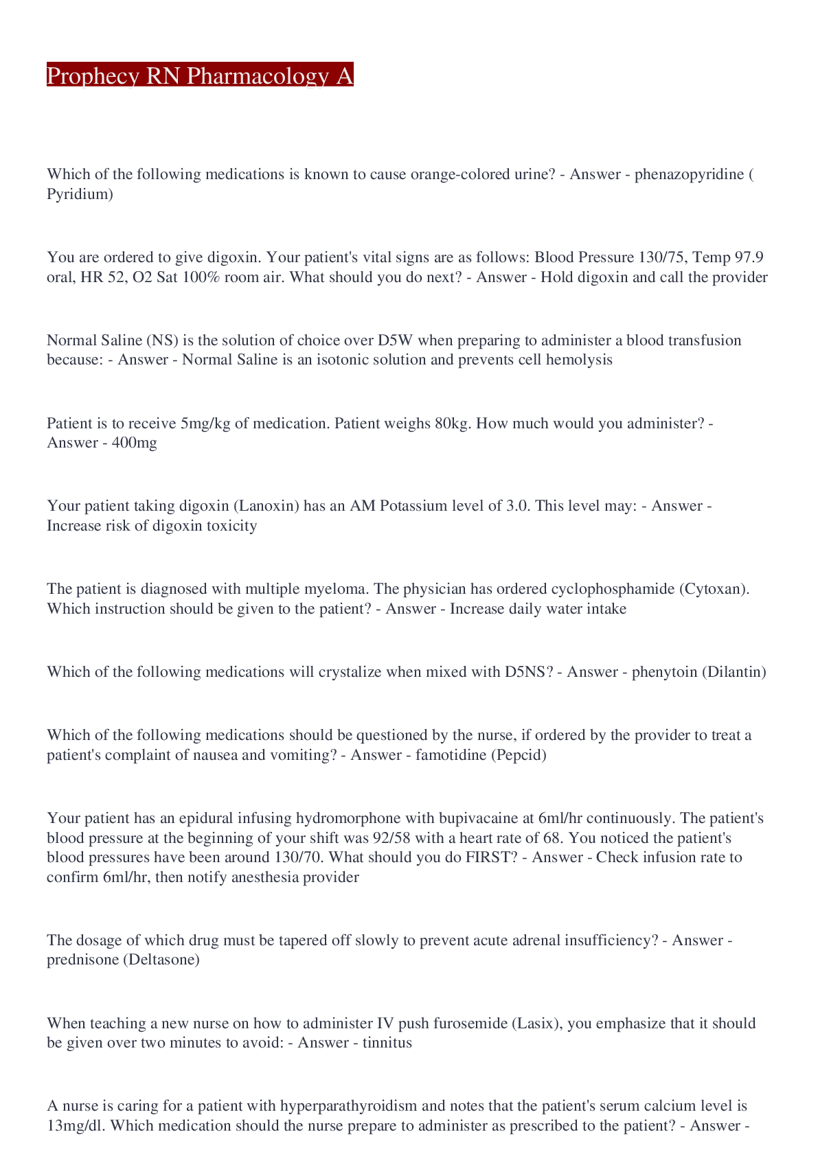 Preview image for Prophecy RN Pharmacology A